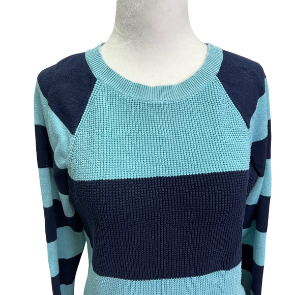 CHAPS Cotton Blue Striped Crew Neck Sweater Size S - Picture 3 of 9